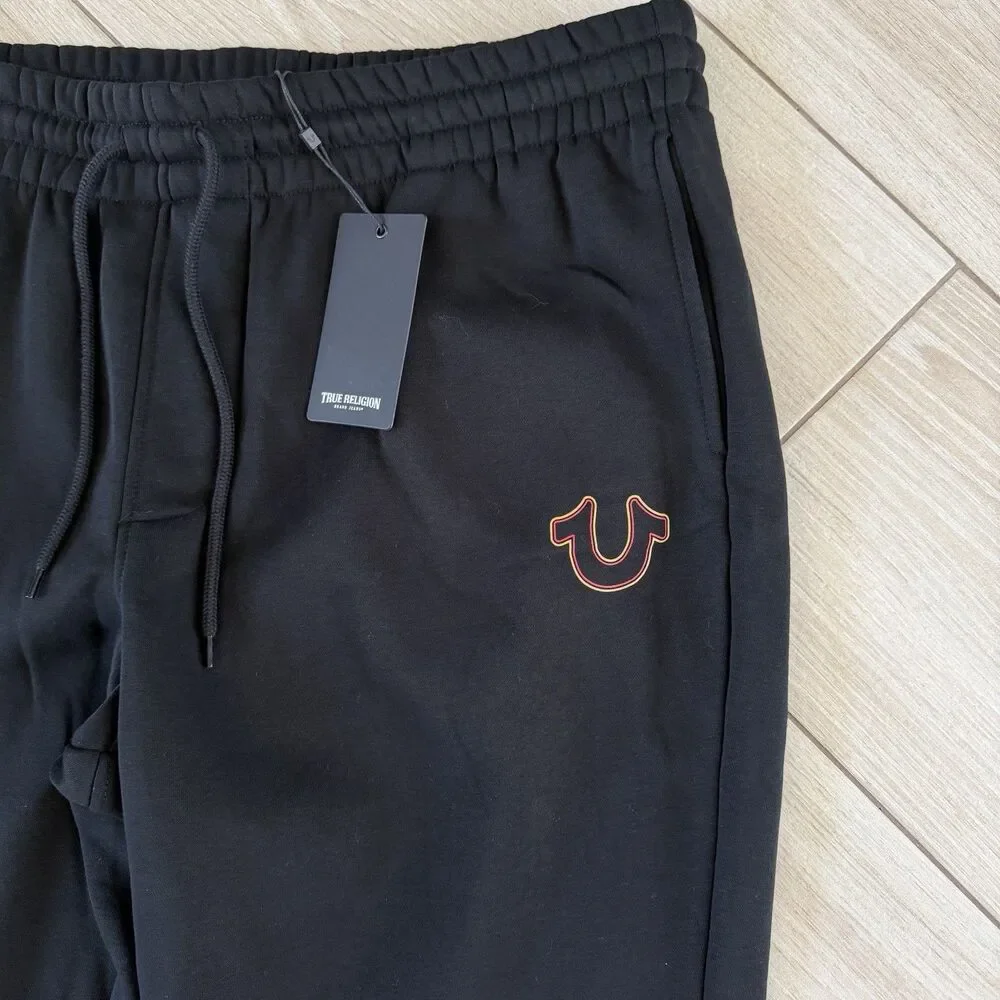 NEW True Religion Mens Black Jogger Pants Black XXL Horseshoe